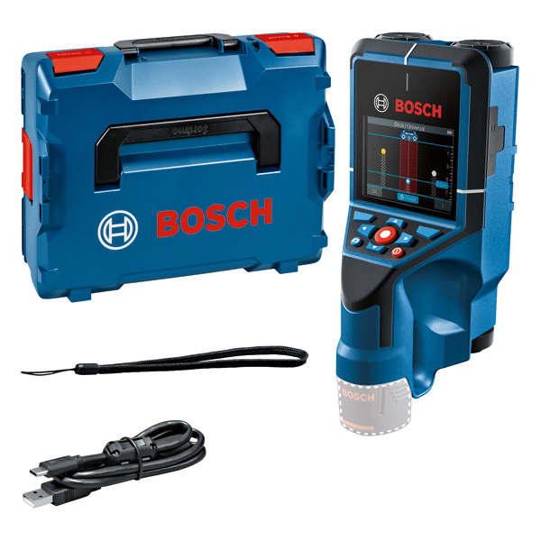 Bosch D-Tect 200 C Wandscanner mit Koffer und Kabel. Produktbild Lieferumfang