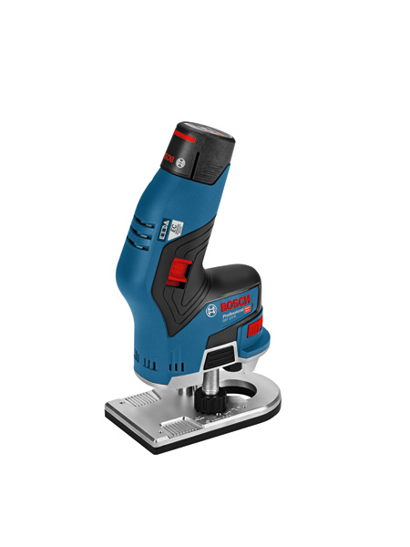 Akku-Handoberfräse GKF 12V-8 von Bosch , ergonomischer Griff. Produktbild dynamisch