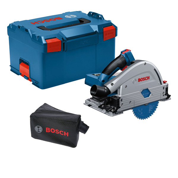Akku-Tauchkreissäge GKT 18V-52 GC von Bosch mit Koffer. Produktbild Lieferumfang