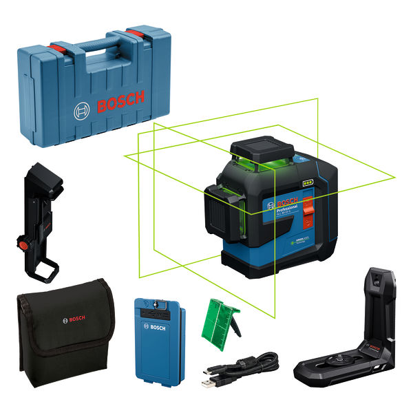 Bosch GLL 80-33 G Laser-Nivelliergerät mit Koffer. Produktbild Lieferumfang