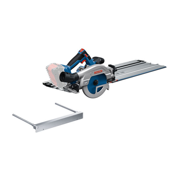 Bosch GKS 18V-57-2 Kreissäge mit Führungsschiene. Produktbild Lieferumfang