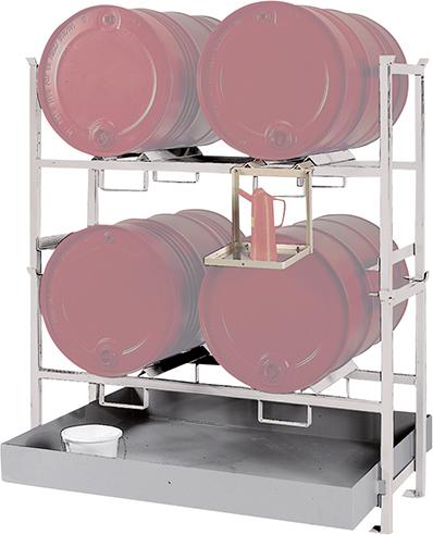 Einschubwanne Typ E2 mit 2x Stapelrahmen Typ STR-2 und Kannenträger
