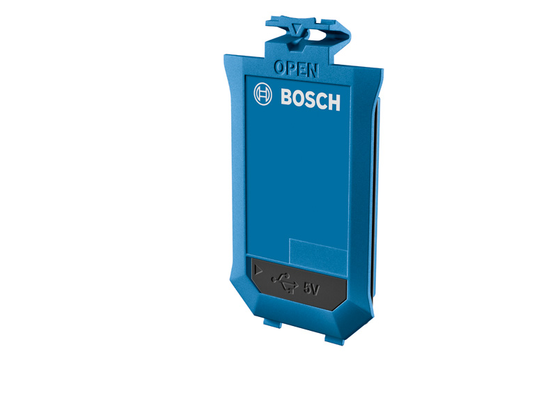 Bosch BA 3,7 V 1,0 Ah Ein Akkupack mit USB-Aufladung. Produktbild dynamisch