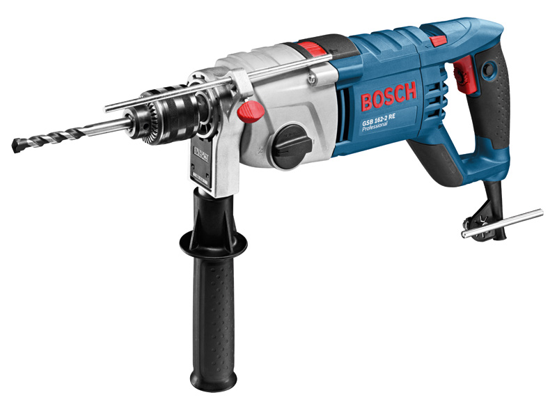 Bosch GSB 162-2 RE Schlagbohrmaschine mit Seitengriff. Produktbild dynamisch