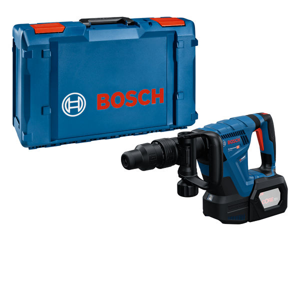 Bosch GSH 18V-5 SDS-max Akku-Abbruchhammer mit Koffer. Produktbild Lieferumfang