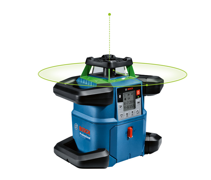 Bosch GRL 650 CHVG Laser-Nivelliergerät mit 360°-Linienprojektion. Produktbild dynamisch
