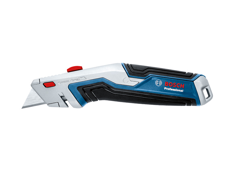 Bosch Universalmesser mit blauem ergonomischem Griff. Produktbild
