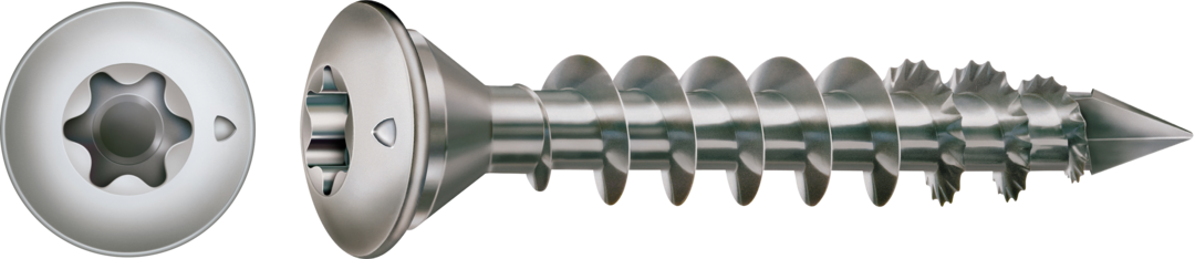 Artikelhauptbild ABC Spax-Pfostenschraube A2 Zentrierkopf, I-Stern  8,0 x 50 Vollgew CUT-Spitze, selbstbohrend, T40