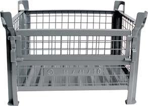 Gitterbehälter RAL7005 B1000xT800xH600 mm Nutzlast 1t Auflast 4t 1/2 Klappe Gitterbehälter RAL7005 B1000xT800xH600 mm Nutzlast 1t Auflast 4t 1/2 Klappe