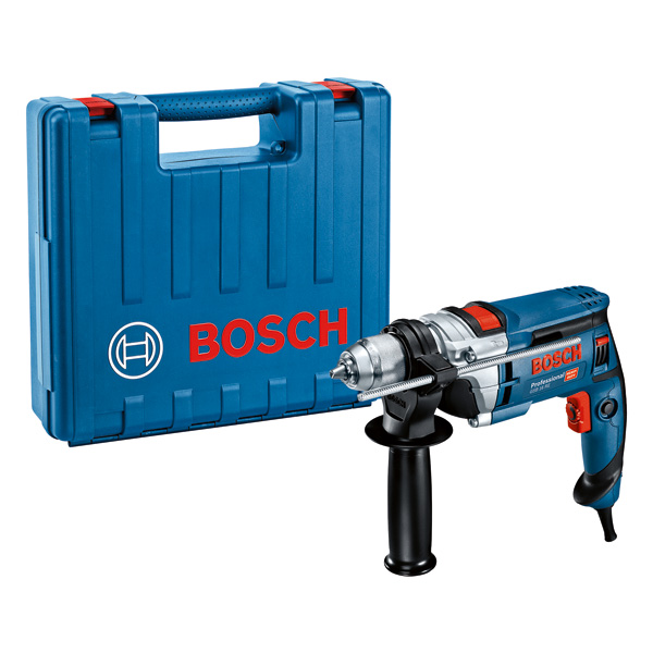 Bosch GSB 16 RE Schlagbohrmaschine mit Tragekoffer. Produktbild Lieferumfang