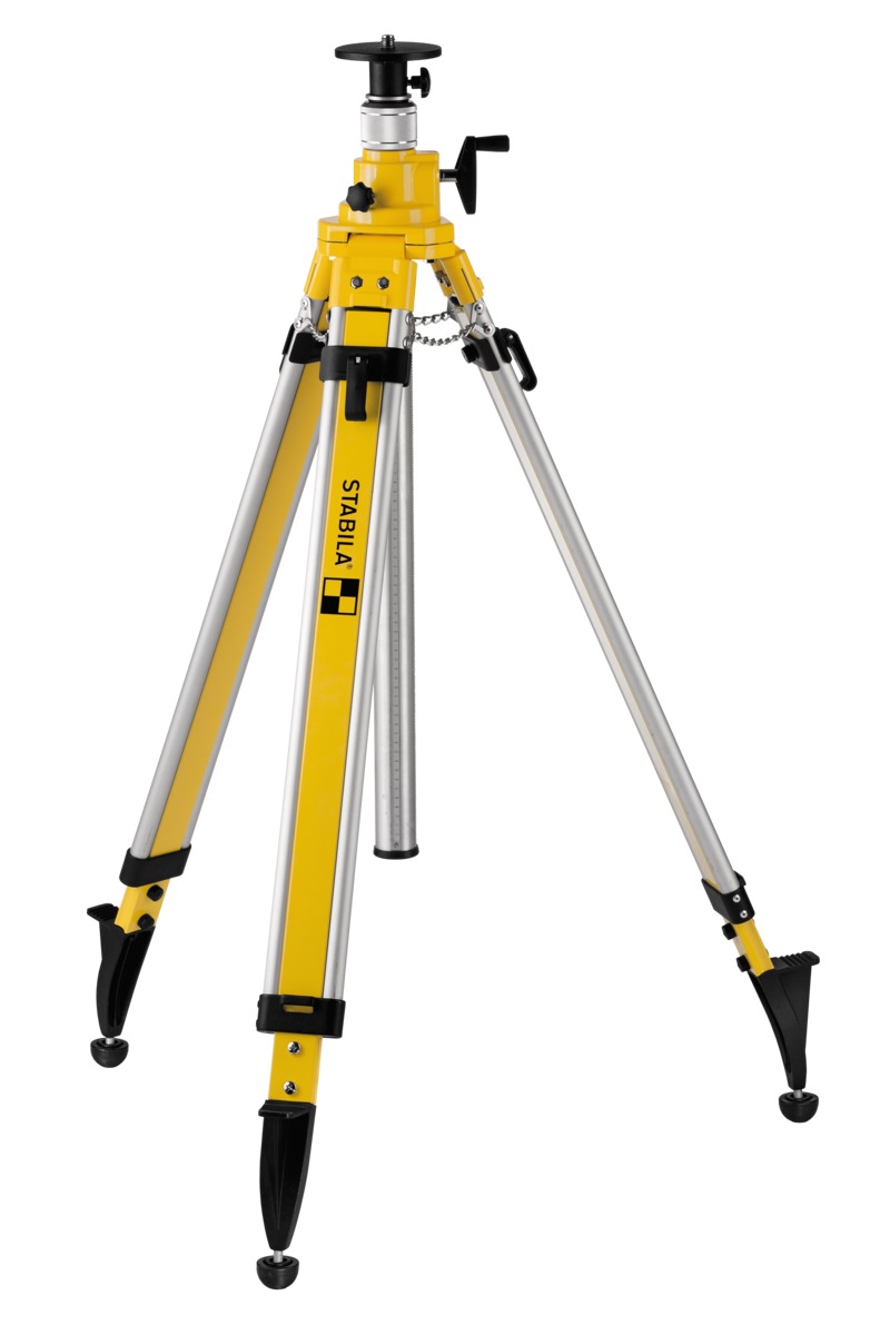 STABILA Kurbelsäulen-Baustativ BST-K-XL, für Laser und Nivelliergeräte, Höhe: 118–300 cm, 5/8"-Gewindeschraube STD