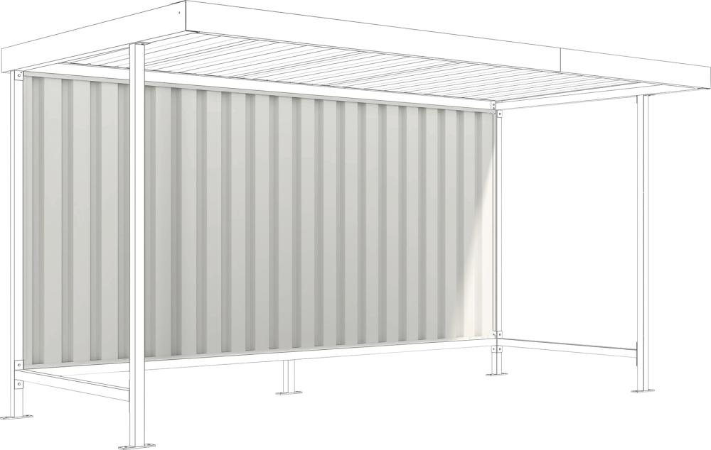 Rückwand aus Trapezblech RAL 9002 grauweiß für Überdachung Mod. Leipzig