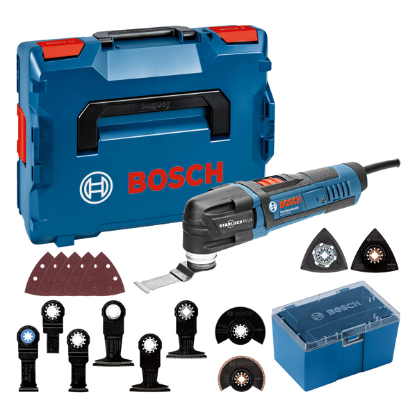 Bosch GOP 30-28 Multifunktionswerkzeug-Set mit Zubehör. Produktbild Lieferumfang