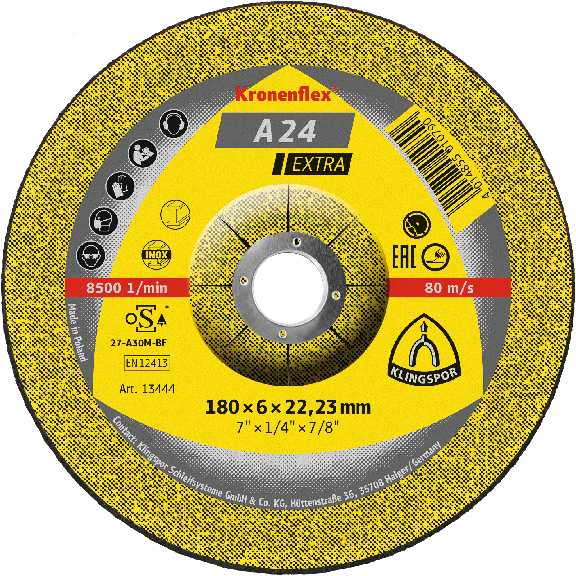 Produkt A 24 EX Schruppscheiben, 180 x 6 x 22,23 mm gekröpft