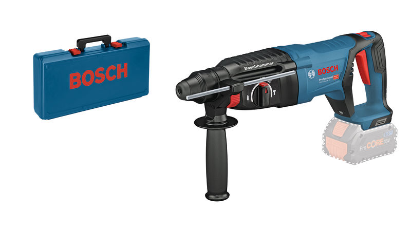 Bosch GBH 18V-26 D Akku-Bohrhammer mit Koffer. Produktbild Lieferumfang