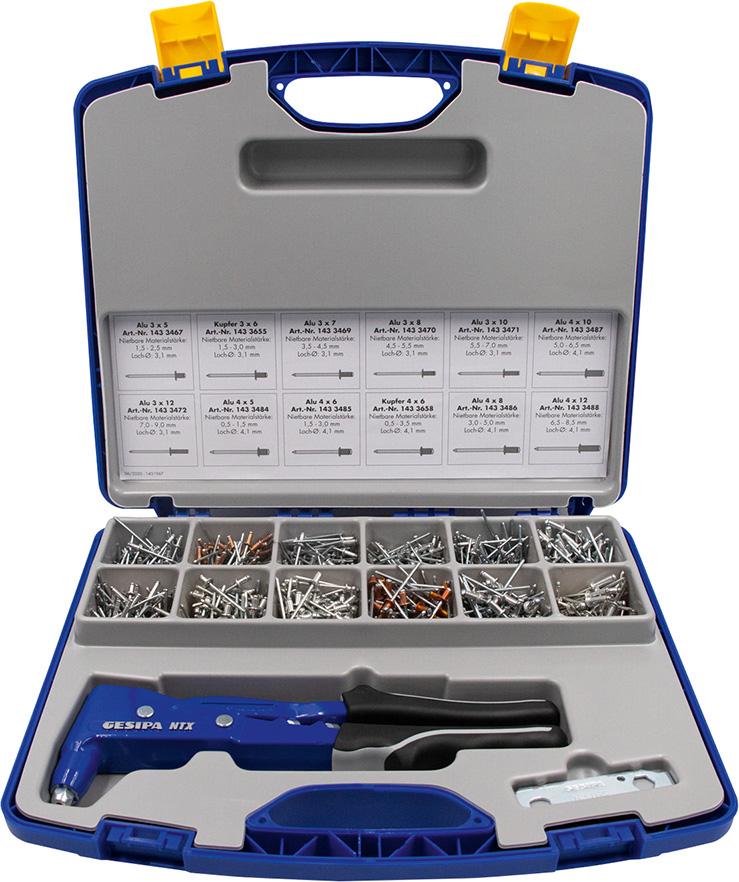 Blindnietgarnitur Nietboxmit Handnietzange NTX 941-teilig GESIPA Blindnietgarnitur Nietboxmit Handnietzange NTX 941-teilig GESIPA