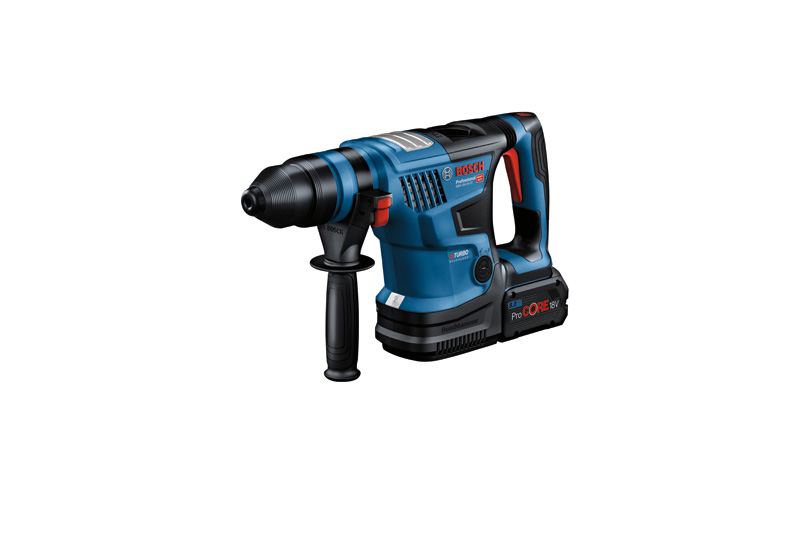 Akku-Bohrhammer GBH 18V-34 CF von Bosch mit SDS plus. Produktbild dynamisch