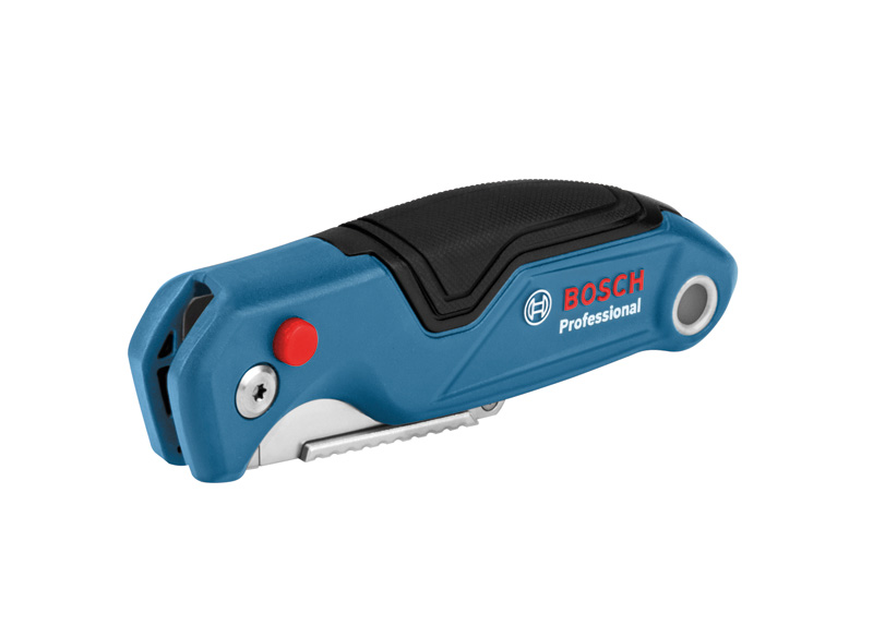 Klappbares Universalmesser von Bosch mit ergonomischem Griff. Produktbild dynamisch