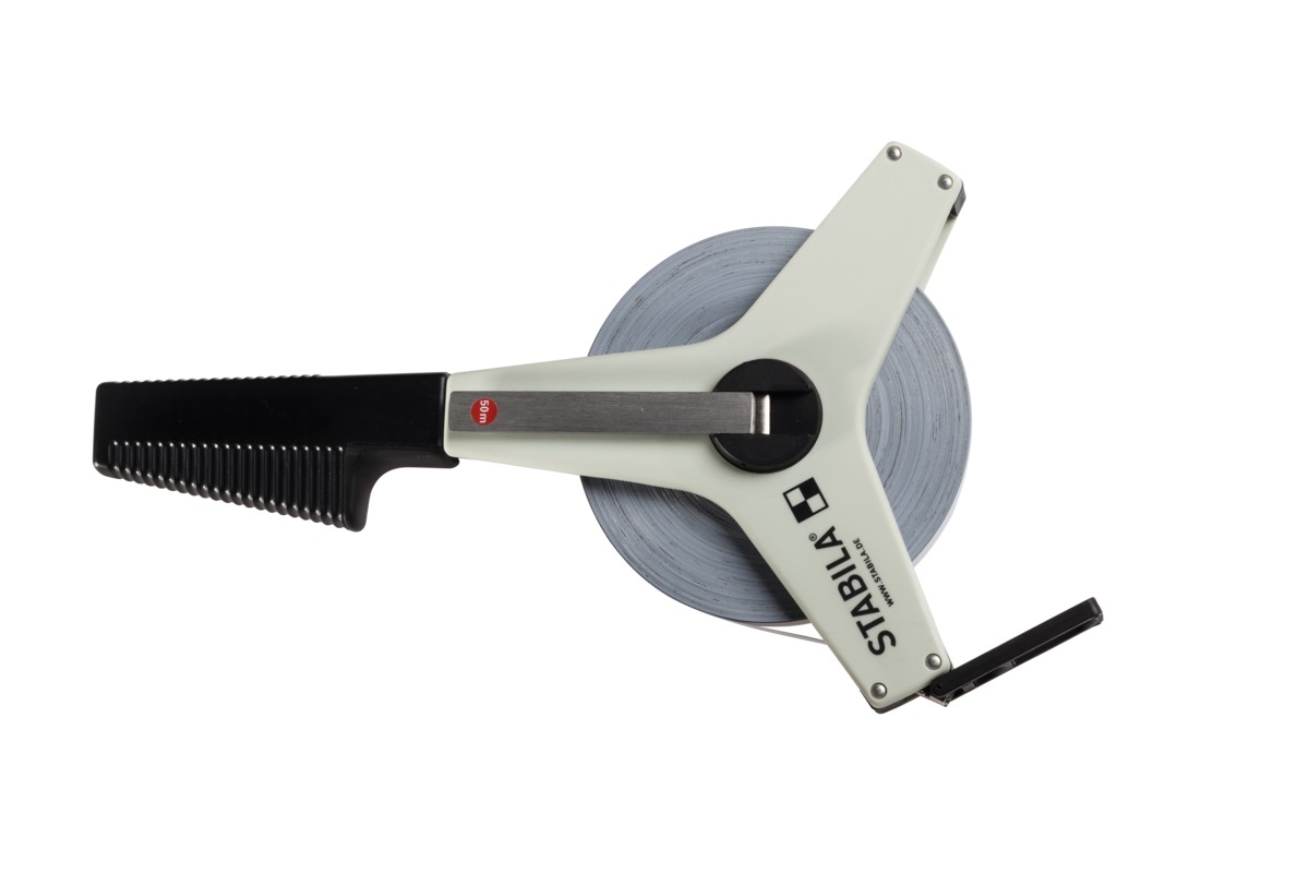 STABILA Bandmaß BM 42 W, 30 m, weißlackiertes Stahl-Messband, mit Universalhaken STD