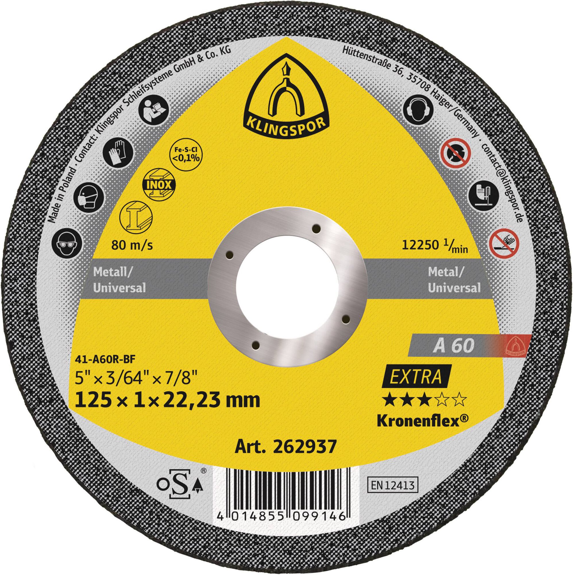 A 60 EX Trennscheiben, 125 x 1 x 22,23 mm gerade
