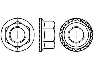 Sechskantmu. m.Flansch DIN 6923 A 4 M 10 mit Sperrverzahnung A 4 S normal