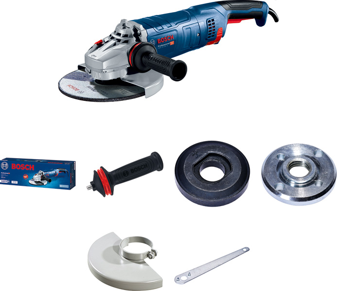 Bosch GWS 24-180 Winkelschleifer mit Zubehör. Produktbild