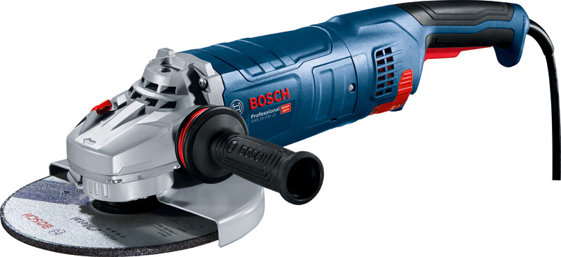 Winkelschleifer GWS 24 von Bosch mit ergonomischem Griff. Produktbild dynamisch