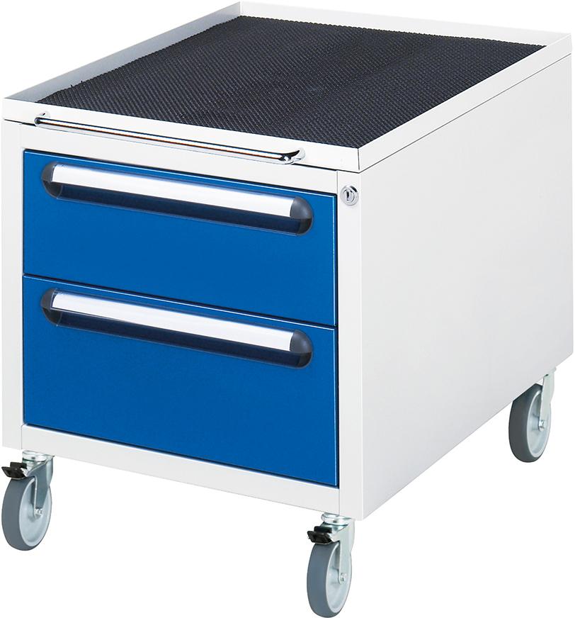 Roll-Container B480xT600xH540mm RAL 7035/5010 2 Schubladen Roll-Container B480xT600xH540mm RAL 7035/5010 2 Schubladen