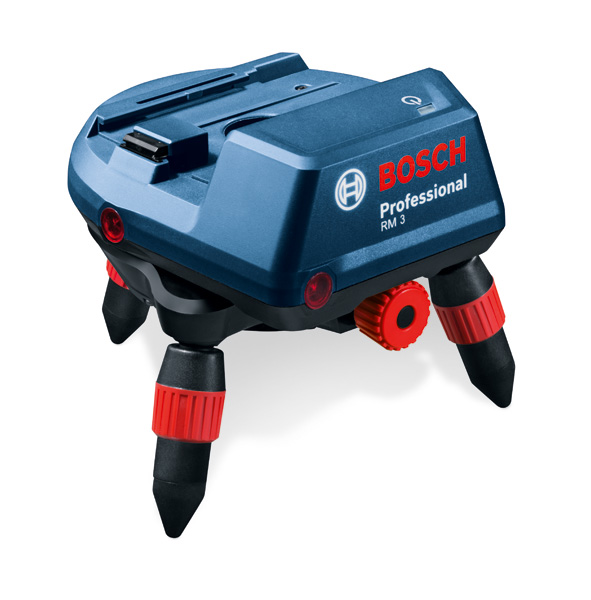 Bosch RM 3 Zubehör mit verstellbaren Stativbeinen. Produktbild dynamisch