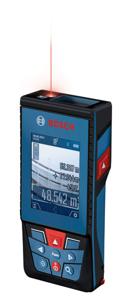 Bosch GLM 100-25 C Laser-Entfernungsmesser mit Digitalanzeige. Produktbild dynamisch