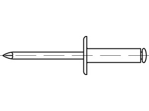 Offene Blindniete ART 88409 Blindniete Alu/St. verz. FLAKO K 11 5 x 10 S normal
