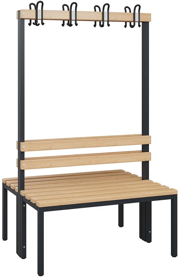 C+P Doppelseitiger Garde-robenschrank Hartholz oh-ne Schuhrost 4 Füße B100-0xT770xH1716mm RAL7021