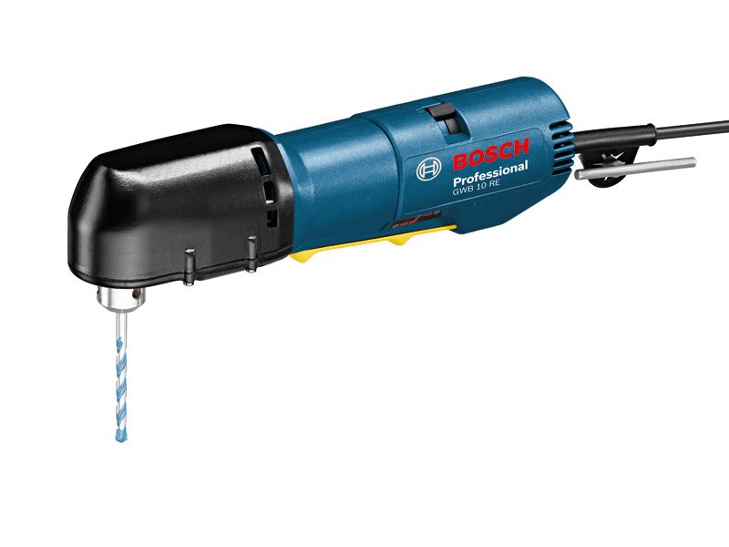 Winkelbohrmaschine GWB 10 RE von Bosch für präzise Bohrarbeiten. Produktbild dynamisch