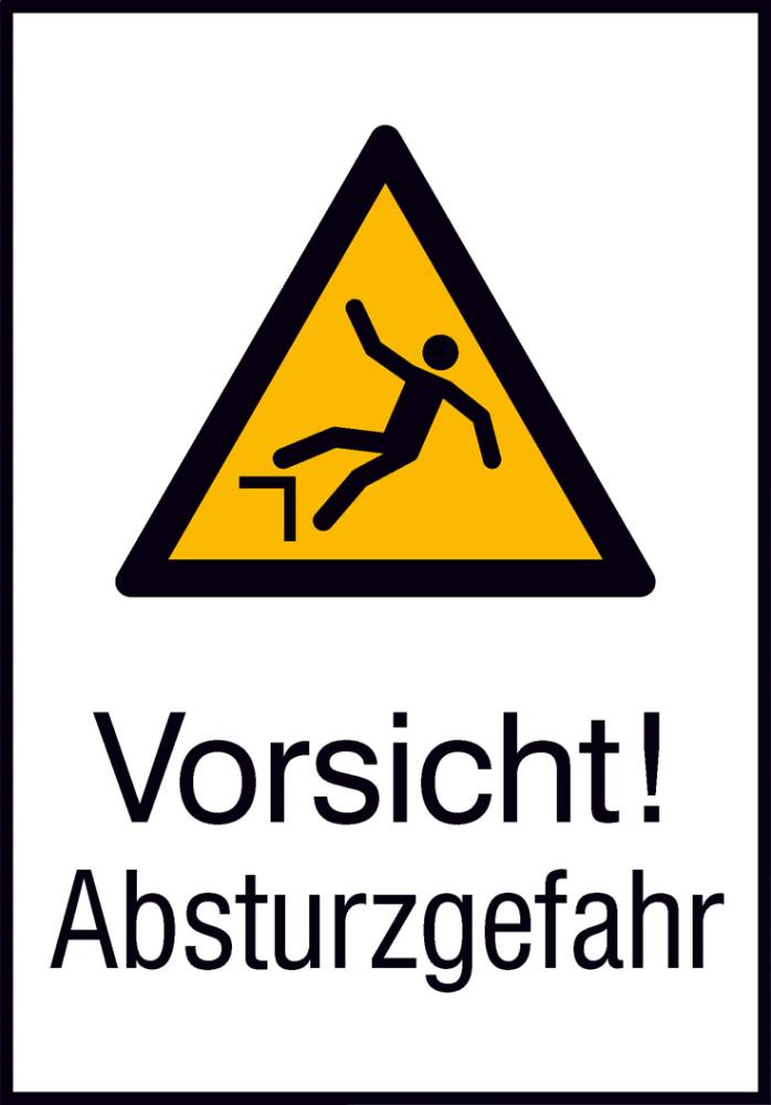 Warnschild Aluminium B262xH371 mm Vorsicht Absturzgefahr Warnschild Aluminium B262xH371 mm Vorsicht Absturzgefahr