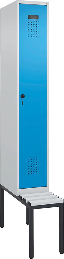 Spind Evolo PLUS 1 Abteil H2120xB300xT815mm 7035 5012 /P1G/7021P_DKB Spind Evolo PLUS 1 Abteil H2120xB300xT815mm 7035 5012 /P1G/7021P_DKB