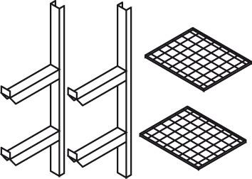 Gitterrostregal mit Böden 600X500 mm Gitterrostregal mit Böden 600X500 mm