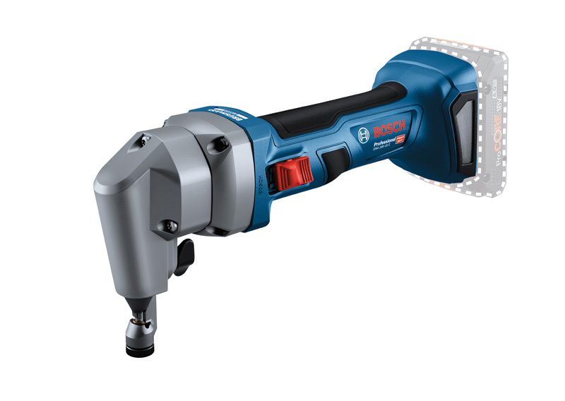 Akku-Knabbergerät GNA 18V-16 von Bosch zum Blechschneiden. Produktbild dynamisch