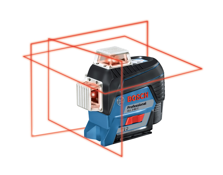 Bosch GLL 3-80 C Laser-Nivelliergerät, 360-Grad-Linien. Produktbild dynamisch