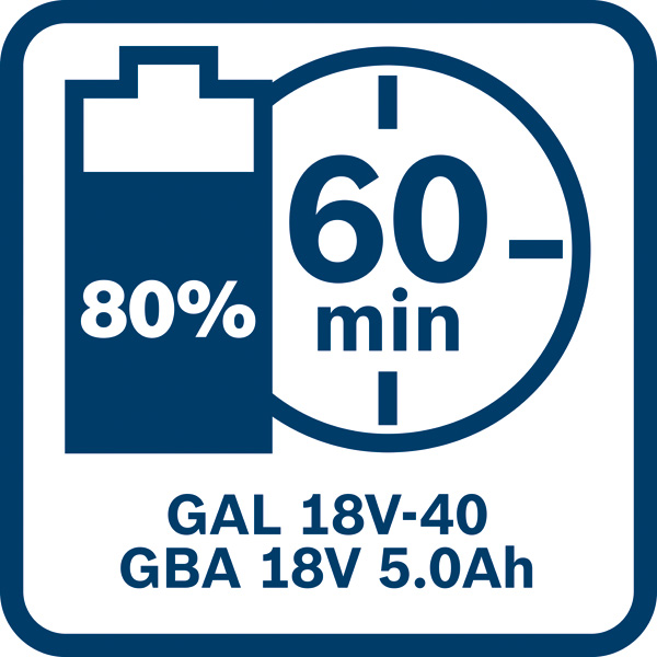 80 Prozent Ladung 60 Minuten Logo/Symbolbild