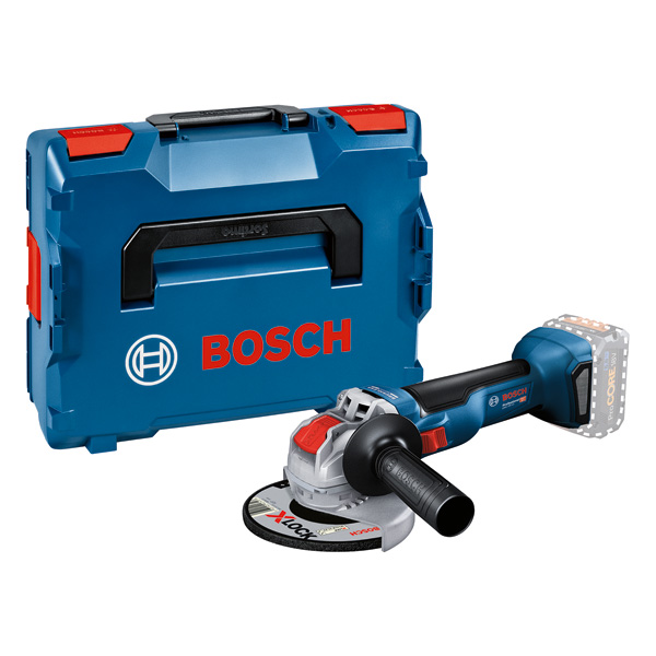 Bosch GWX 18V-10 Akku-Winkelschleifer mit Koffer. Produktbild Lieferumfang