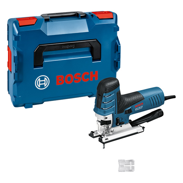 Stichsäge Bosch GST 150 CE mit Tragetasche. Produktbild Lieferumfang