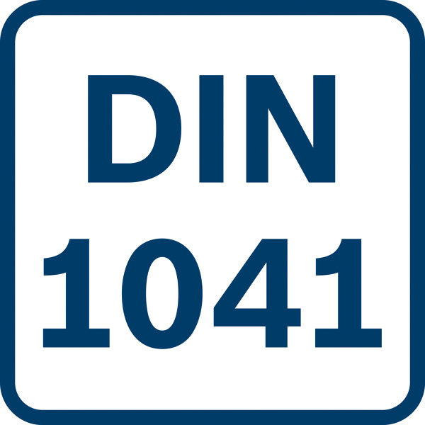 DIN 1041-Normschild in dunkelblauer Schrift auf weißem Hintergrund mit blauem Rand. Logo/Symbolbild