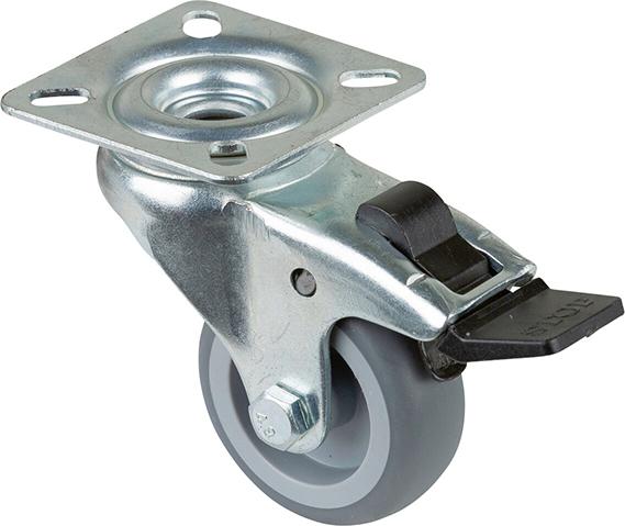 BS ROLLEN Lenkrolle A320-.A80.051 mit Totalfestst-eller mit Platte ø50 B 18mm 50kg Gummi