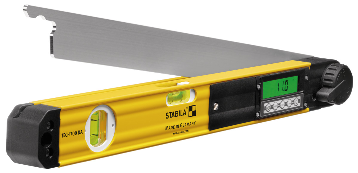STABILA Elektronischer Winkelmesser TECH 700 DA, 45 cm, 1 Digital-Display, Messbereich: 0° – 270°, Anzeige-Modus: Grad, 1 Horizontal-Libelle, 1 Vertikal-Libelle, Schutzklasse IP 54, Tasche STD