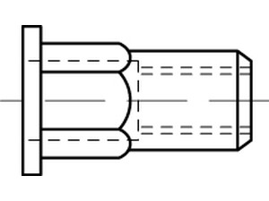 6kt.-Blindnietmuttern ART 88483 Blindniet-Mu. A 2 m. 6-kt Flako M 4 / 0,5 - 2,0 S normal