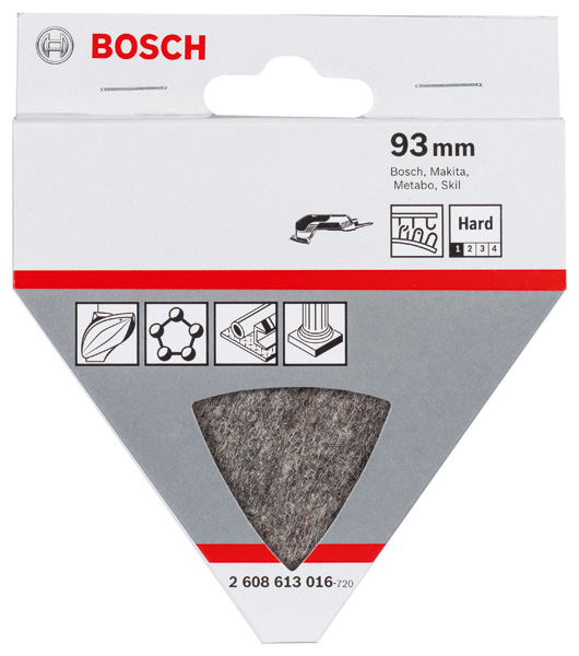 Bosch 93 mm Polierfilz. Produktbild Verpackung