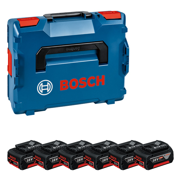 Bosch 18V 4,0Ah Akku-Set mit Aufbewahrungskoffer. Produktbild Lieferumfang