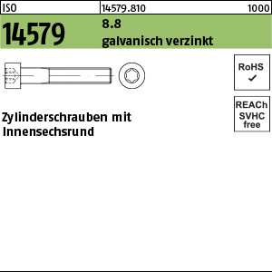 Zylinderschrauben ISO 14579 8.8 M 4 x 10 galv. verzinkt gal Zn S Artikelbild