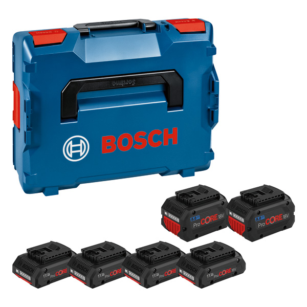 Bosch ProCORE18V Akku-Set mit Aufbewahrungskoffer. Produktbild Lieferumfang