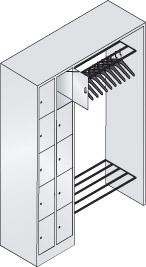 Offene Garderobe B1410xT480xH1950 mm RAL 7035 10 Bügel 1x10 Fächer B190 mm CP Offene Garderobe B1410xT480xH1950 mm RAL 7035 10 Bügel 1x10 Fächer B190 mm CP